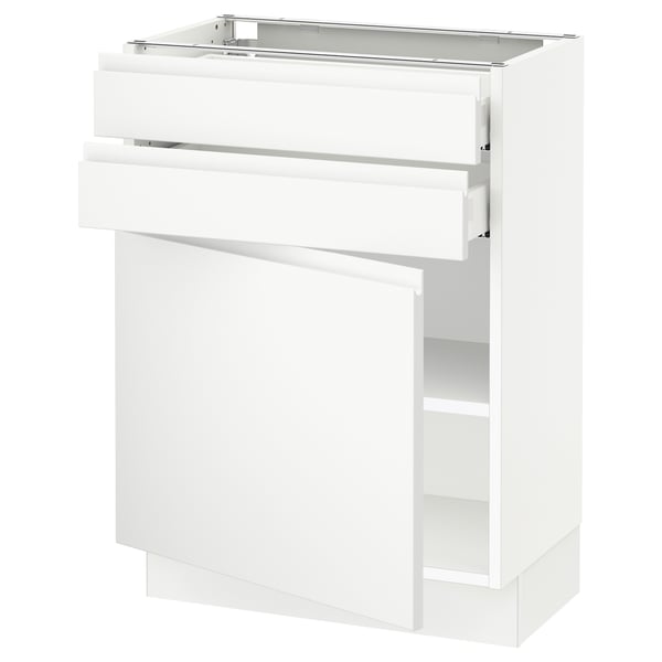 SEKTION / MAXIMERA Base cabinet w door/2 drawers, white/Voxtorp matt white, 24x15x30 "