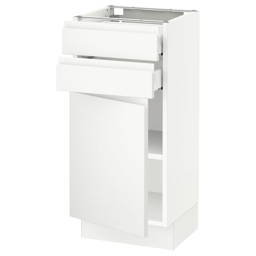 SEKTION white modern kitchen cabinet, glossy finish, two drawers.