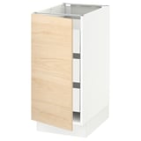 SEKTION / MAXIMERA Base cabinet with 1 door/3 drawers, white/Askersund light ash effect, 15x24x30 "