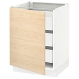 SEKTION / MAXIMERA Base cabinet with 1 door/3 drawers, white/Askersund light ash effect, 24x24x30 "