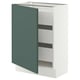 SEKTION / MAXIMERA Base cabinet with 1 door/3 drawers, white/Aspudden dark gray-green, 24x15x30 "