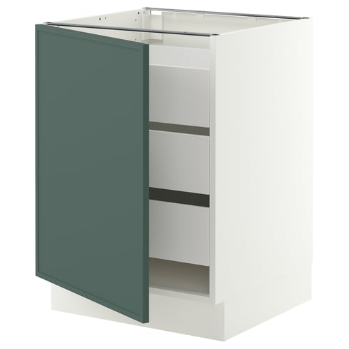 SEKTION / MAXIMERA Base cabinet with 1 door/3 drawers, white/Aspudden dark gray-green, 24x24x30 "