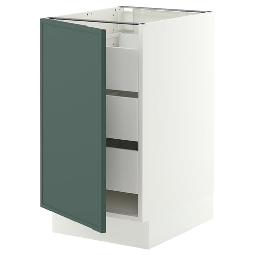 SEKTION / MAXIMERA Base cabinet with 1 door/3 drawers, white/Aspudden dark gray-green, 18x24x30 "