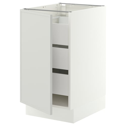 SEKTION / MAXIMERA Base cabinet with 1 door/3 drawers, white/Aspudden light gray, 18x24x30 "