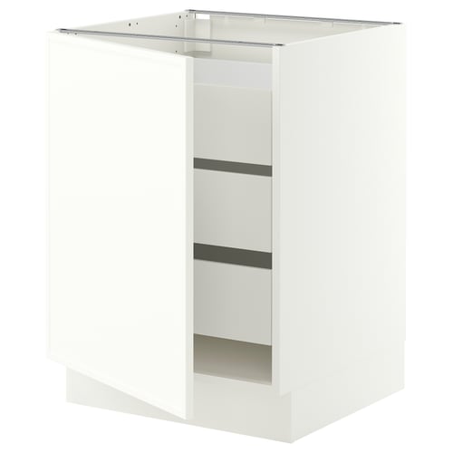 SEKTION / MAXIMERA Base cabinet with 1 door/3 drawers, white/Aspudden matt white, 24x24x30 "