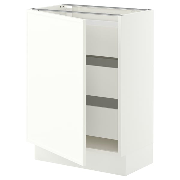 SEKTION / MAXIMERA Base cabinet with 1 door/3 drawers, white/Aspudden matt white, 24x15x30 "