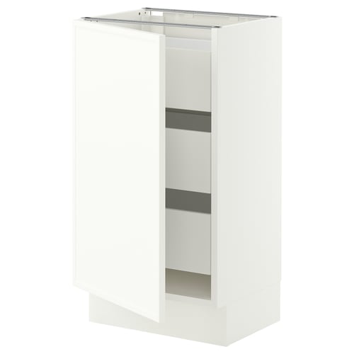 SEKTION / MAXIMERA Base cabinet with 1 door/3 drawers, white/Aspudden matt white, 18x15x30 "