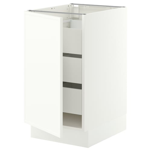SEKTION / MAXIMERA Base cabinet with 1 door/3 drawers, white/Aspudden matt white, 18x24x30 "