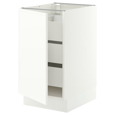 SEKTION / MAXIMERA Base cabinet with 1 door/3 drawers, white/Aspudden matt white, 18x24x30 "