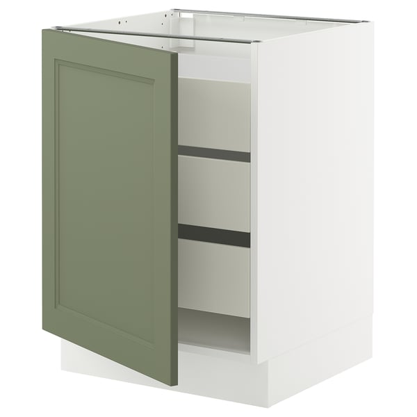 SEKTION / MAXIMERA Base cabinet with 1 door/3 drawers, white/Axstad gray-green, 24x24x30 "