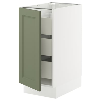 SEKTION / MAXIMERA Base cabinet with 1 door/3 drawers, white/Axstad gray-green, 15x24x30 "