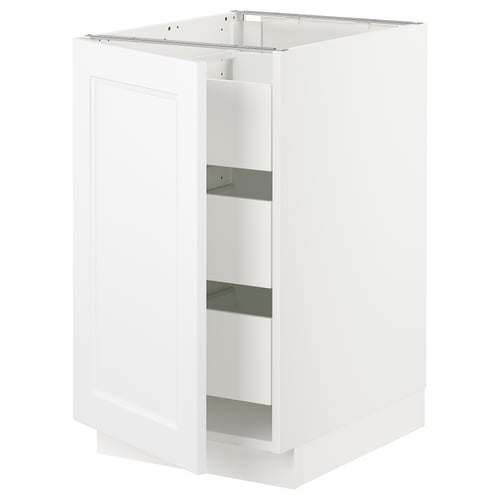 SEKTION white kitchen cabinet with one open door, square shape, modern design.