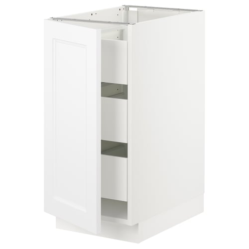 SEKTION white kitchen cabinet with one shelf, square shape, modern design.