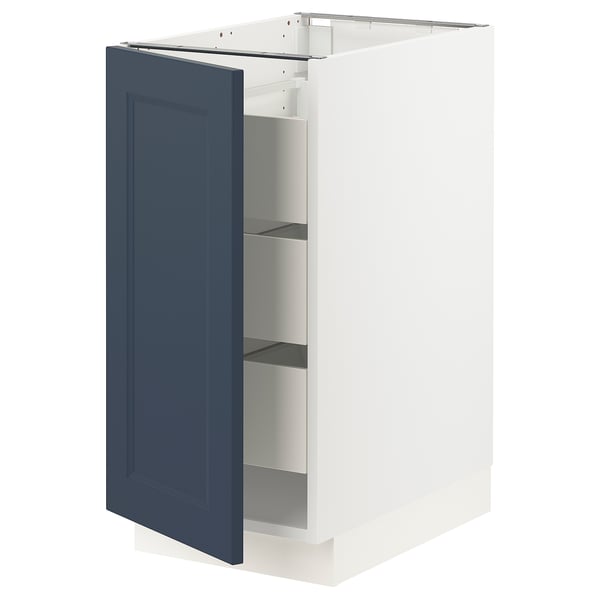 SEKTION / MAXIMERA Base cabinet with 1 door/3 drawers, white Axstad/matte blue, 15x24x30 "