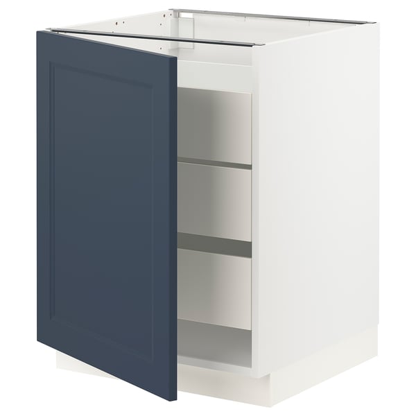 SEKTION / MAXIMERA Base cabinet with 1 door/3 drawers, white Axstad/matte blue, 24x24x30 "