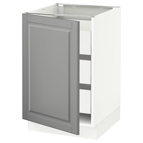 SEKTION / MAXIMERA Base cabinet with 1 door/3 drawers, white/Bodbyn gray, 21x24x30 "