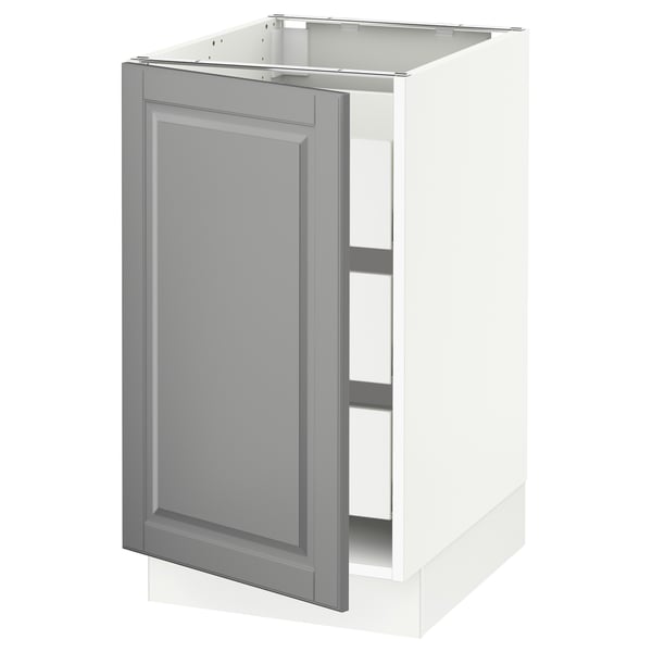 SEKTION / MAXIMERA Base cabinet with 1 door/3 drawers, white/Bodbyn gray, 18x24x30 "