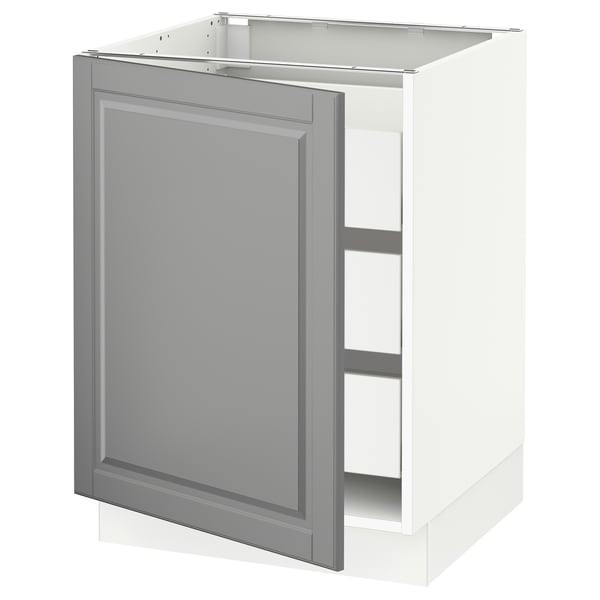 SEKTION / MAXIMERA Base cabinet with 1 door/3 drawers, white/Bodbyn gray, 24x24x30 "
