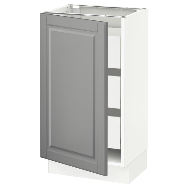 SEKTION / MAXIMERA Base cabinet with 1 door/3 drawers, white/Bodbyn gray, 18x15x30 "