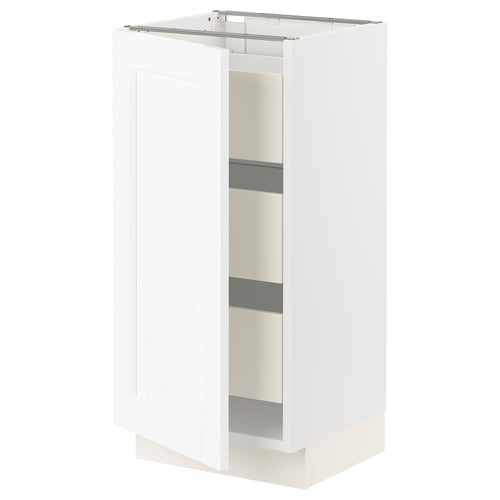 SEKTION white cabinet with one door and shelves.