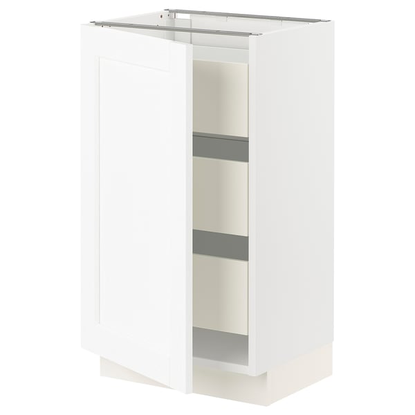 SEKTION / MAXIMERA Base cabinet with 1 door/3 drawers, white Enköping/white wood effect, 18x15x30 "
