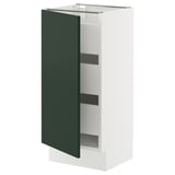 SEKTION / MAXIMERA Base cabinet with 1 door/3 drawers, white/Havstorp deep green, 15x15x30 "