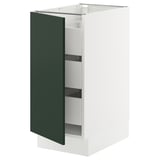 SEKTION / MAXIMERA Base cabinet with 1 door/3 drawers, white/Havstorp deep green, 15x24x30 "