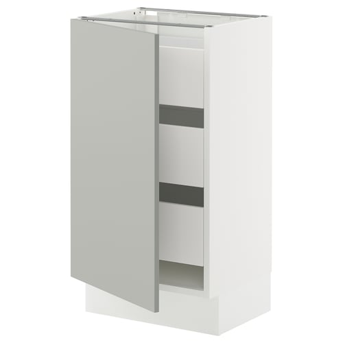 Ikea SEKTION white cabinet, light grey door, modern clean design.