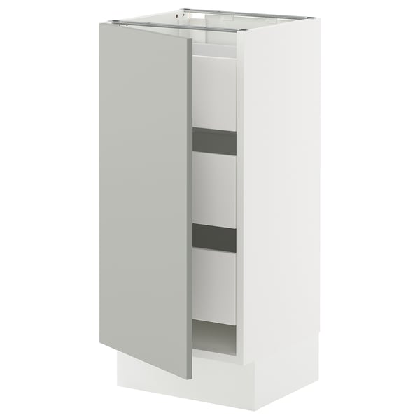 SEKTION / MAXIMERA Base cabinet with 1 door/3 drawers, white/Havstorp light gray, 15x15x30 "