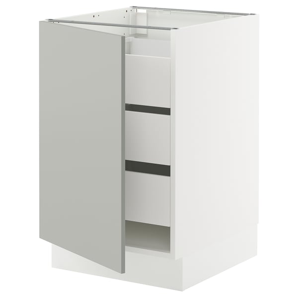SEKTION / MAXIMERA Base cabinet with 1 door/3 drawers, white/Havstorp light gray, 21x24x30 "