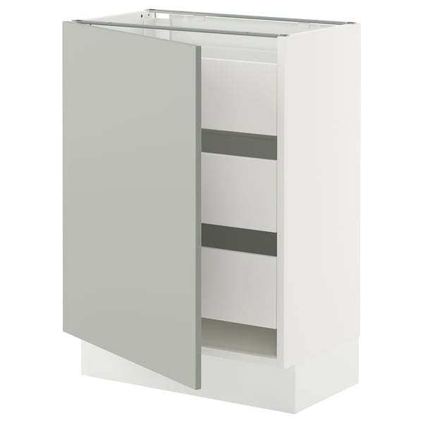 SEKTION / MAXIMERA Base cabinet with 1 door/3 drawers, white/Havstorp light gray, 24x15x30 "