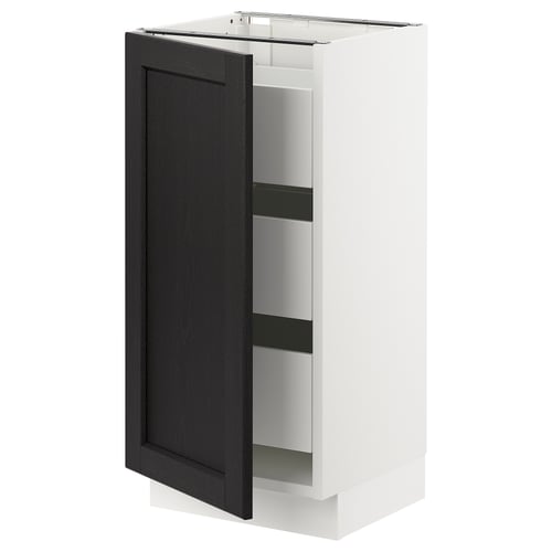 SEKTION kitchen cabinet, white with black door, rectangular shape, traditional design.