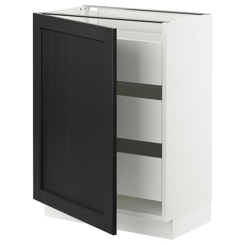 SEKTION kitchen cabinet in black and white with three shelves, modern design.