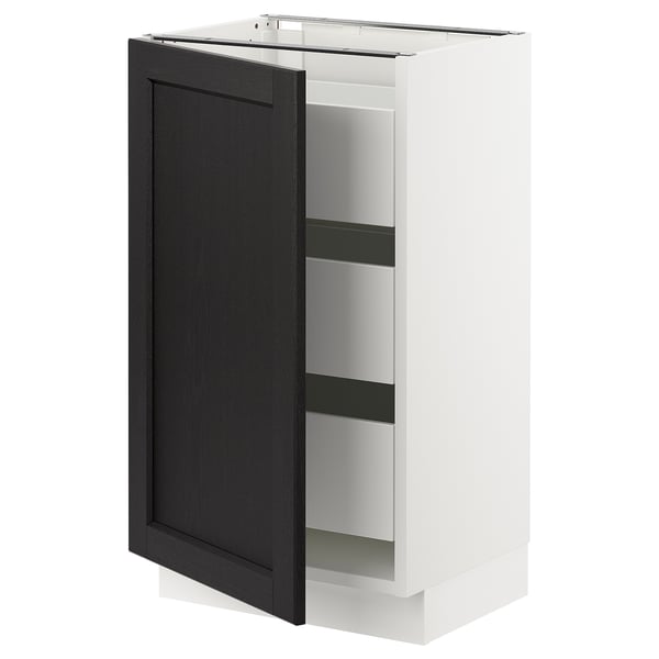 SEKTION / MAXIMERA Base cabinet with 1 door/3 drawers, white/Lerhyttan black stained, 18x15x30 "