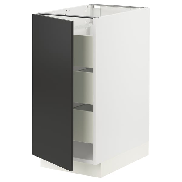 SEKTION / MAXIMERA Base cabinet with 1 door/3 drawers, white/Nickebo matt anthracite, 15x24x30 "
