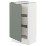 SEKTION / MAXIMERA Base cabinet with 1 door/3 drawers, white/Nickebo matt grey-green, 18x15x30 "