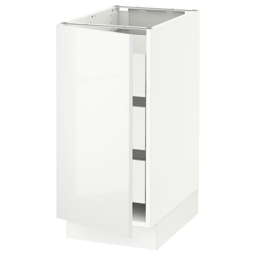 White high-gloss kitchen cabinet with modern design.