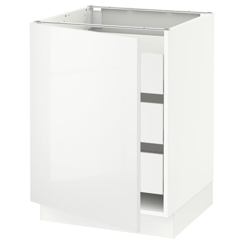 SEKTION kitchen cabinet, white, glossy finish, sleek modern design, open back, sturdy frame.