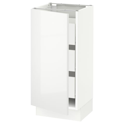 SEKTION white kitchen cabinet, glossy finish, square shape, modern design.