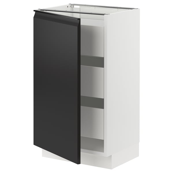 SEKTION / MAXIMERA Base cabinet with 1 door/3 drawers, white/Upplöv matt anthracite, 18x15x30 "