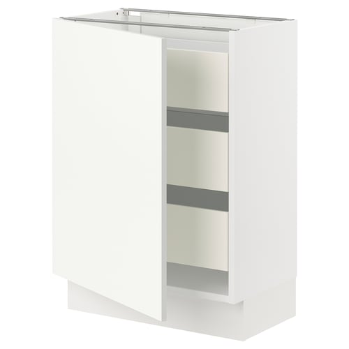 SEKTION white kitchen cabinet with shelves, sleek design, smooth hinge, and dampened drawer.