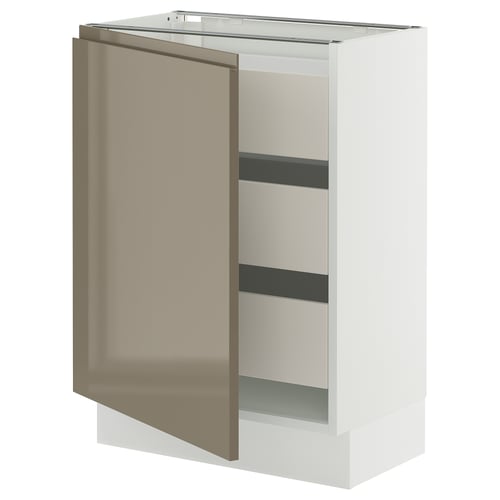 SEKTION kitchen cabinet, high gloss dark grey-brown with handles, rectangular shape, sleek design.