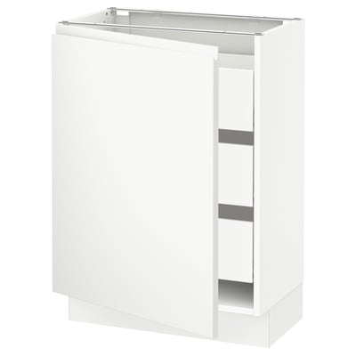 SEKTION / MAXIMERA Base cabinet with 1 door/3 drawers, white/Voxtorp matt white, 24x15x30 "