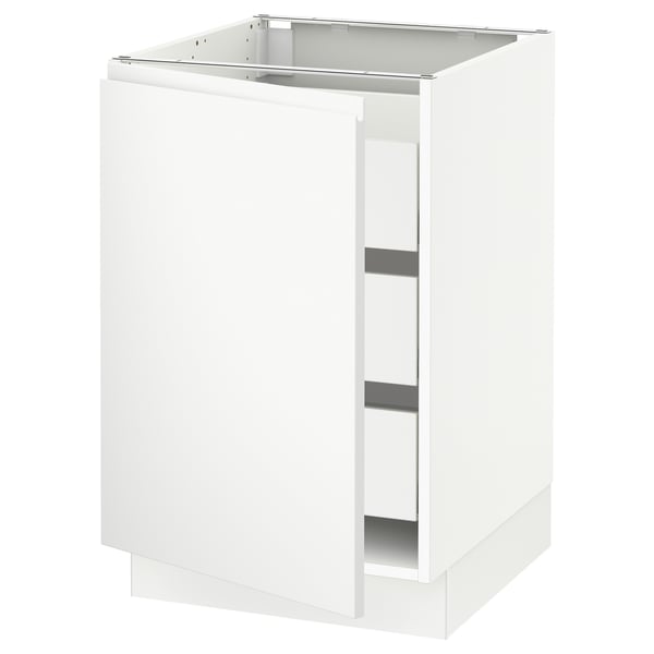 SEKTION / MAXIMERA Base cabinet with 1 door/3 drawers, white/Voxtorp matt white, 21x24x30 "