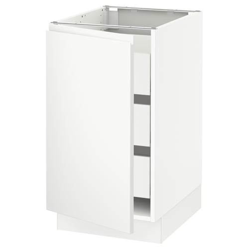 SEKTION cabinet in white, minimalist design, open on right, medium size.