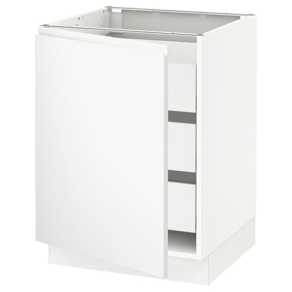SEKTION / MAXIMERA Base cabinet with 1 door/3 drawers, white/Voxtorp matt white, 24x24x30 "