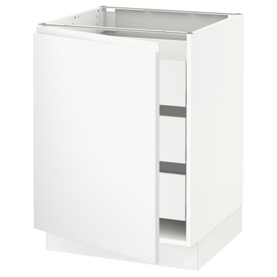 SEKTION / MAXIMERA Base cabinet with 1 door/3 drawers, white/Voxtorp matt white, 24x24x30 "