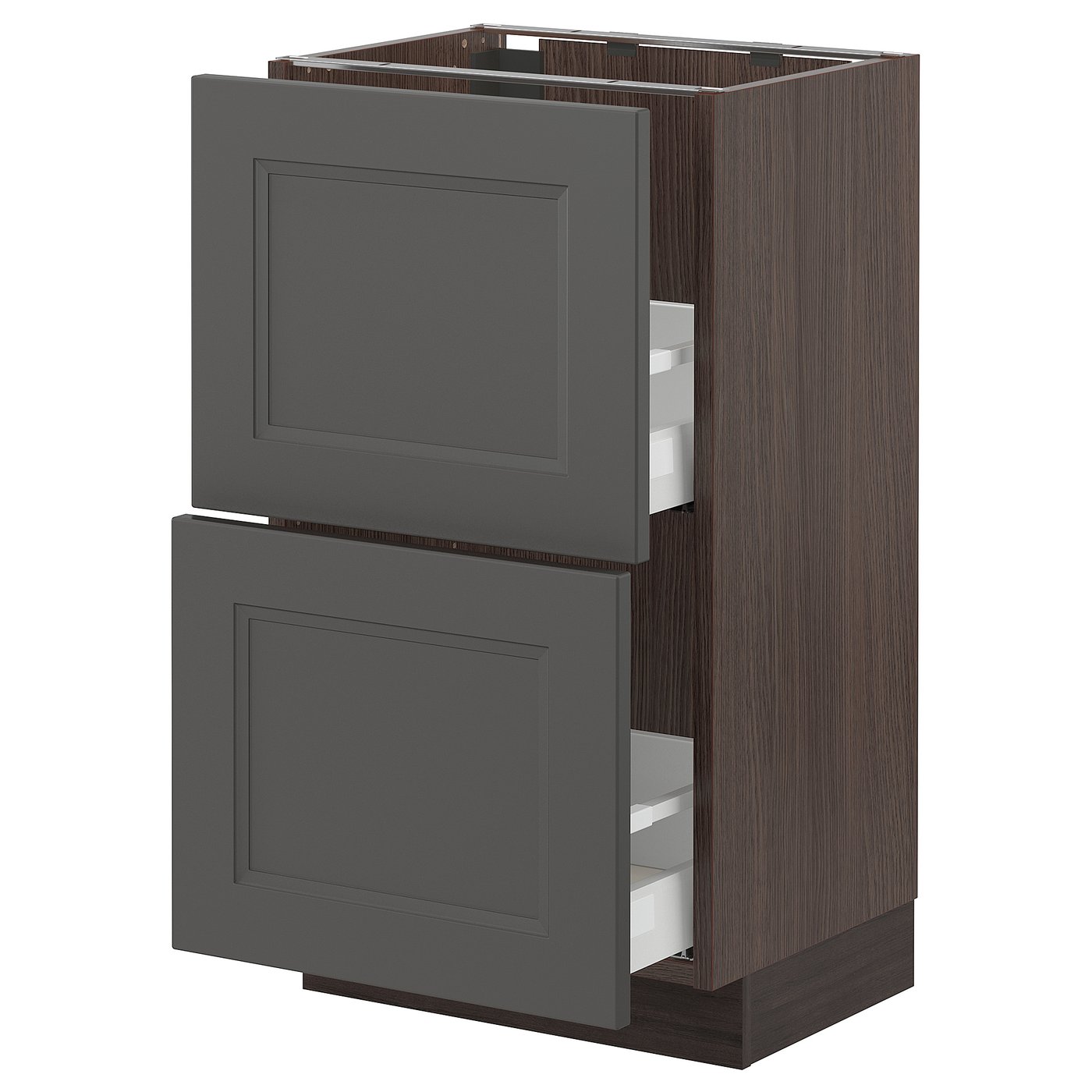 SEKTION / MAXIMERA Base with 2 drawers, brown/Axstad dark gray