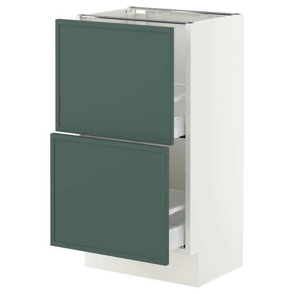 SEKTION / MAXIMERA Base cabinet with 2 drawers, white/Aspudden dark gray-green, 18x15x30 "