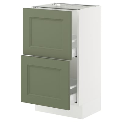SEKTION / MAXIMERA Base cabinet with 2 drawers, white/Axstad gray-green, 18x15x30 "